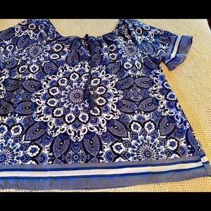 Q of 2 blue 2X blouses